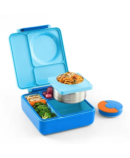 أومي بوكس - صندوق غداء بينتو للأطفال من الجيل الثاني مع برطمان معزول - أزرق سماوي