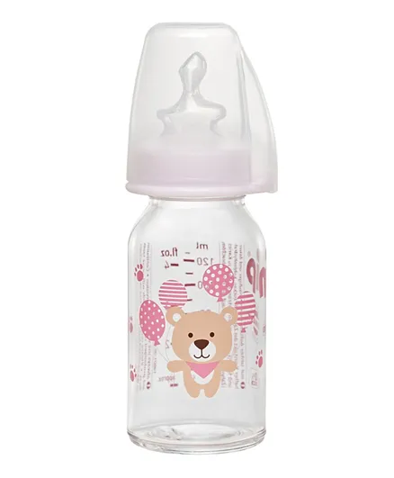 Nip Standard Glass Bottle - Pink Bear - 125 Ml