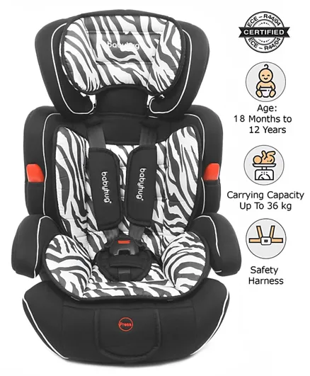 Babyhug Safe Journey Forward Facing Car Seat with Adjustable Headrest - Zebra Print