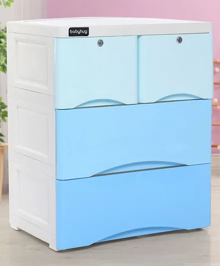 Babyhug 4 Compartment Chest of Drawers - White Blue