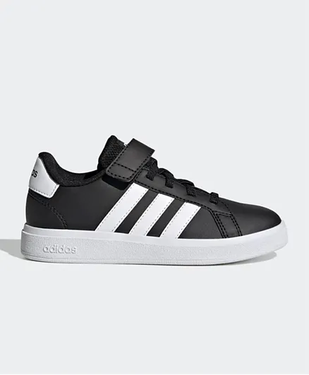 adidas Grand Court 2.0 Elastic Laces And Hook And Loop Kids Shoes -Black