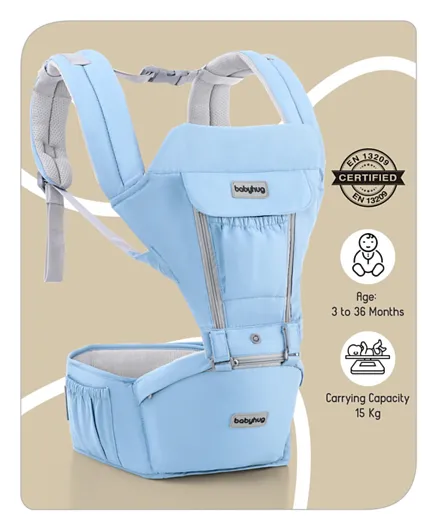 Babyhug Cherish 5-in-1 Padded Hip Seat and Baby Carrier - Blue