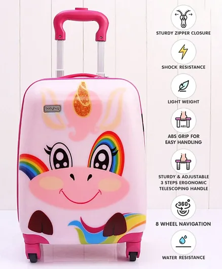 بيبي هاغ - حقيبة أمتعة للأطفال بطبعة ألوان قوس المطر - وردي