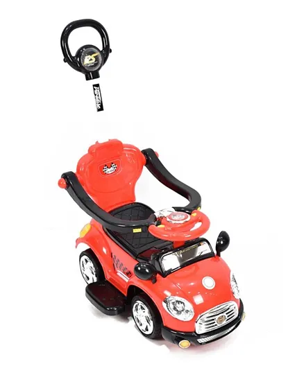 أملا بيبي - سيارة دفع للأطفال مزودة بالموسيقى وعصا التحكم - أحمر