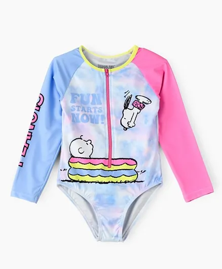 Urban Haul X Peanuts Snoopy Girls Swimsuit - Pink/Blue