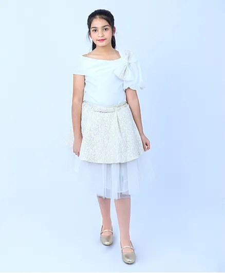 فستان مناسبات للأطفال من أكاس - كريمي