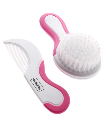 Babyhug Easy Grip Hair Brush and Comb Set - Pink