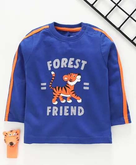 Babyhug - Full Sleeves T-shirt Tiger Graphic Print - Blue