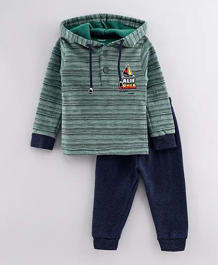 كوكومبر تي شيرت بأكمام طويلة لملابس الشتاء مع بنطلون للنوم - أخضر أزرق