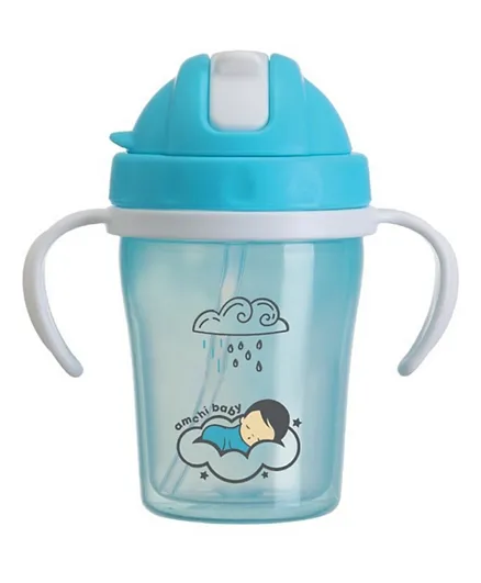 Amchi Baby Straw Cup Double Deck - 240 ml - Sky Blue