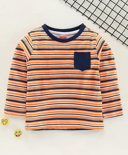 Babyhug - Full Sleeves Cotton Striped Sweatshirt - Navy Yellow