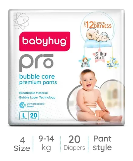 Babyhug Pro Bubble Care Premium Pant Style Diapers Size 4 - 20 Pieces