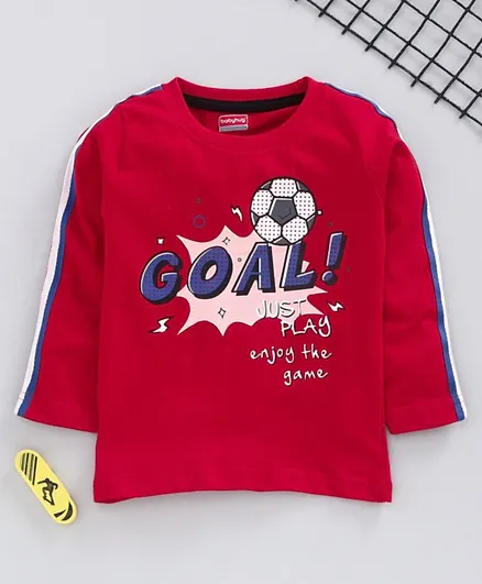 Babyhug Full Sleeves Tee Football Print - Red