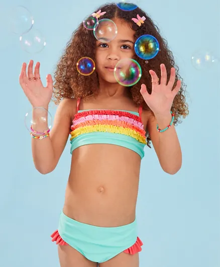 مونسون تشيلدرن بدلة سباحة للأطفال بكشكشة من قطعتين - متعدد الألوان