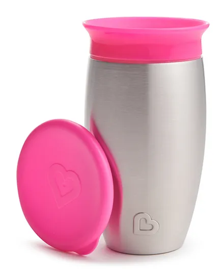 Munchkin Miracle 360° Stainless Steel Sippy Cup Pink - 295.7mL