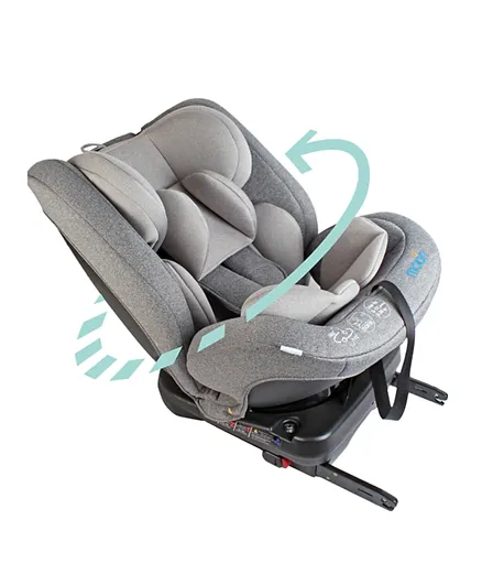 مون - مقعد سيارة روفر للأطفال والرضع قابل للدوران 360 درجة - رمادي