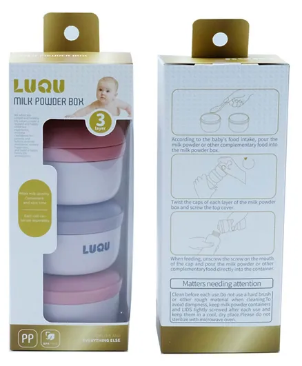 Luqu 3 layer Milk Powder Container - Pink