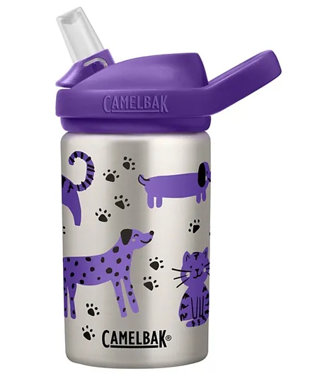 CamelBak Eddy Plus Cats & Dogs Stainless Steel Sipper Bottle Silver - 400 ml