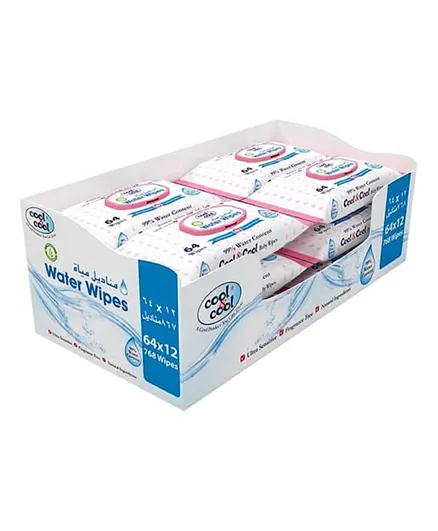 Cool & Cool 99% Water Content Baby Wipes Pack of 12 - 64 Each