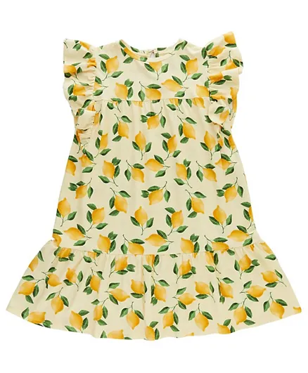 ليتل بيسز فستان بطبعة الليمون - باهت الموز
