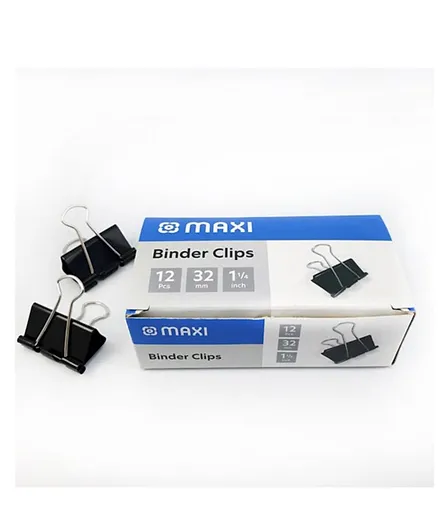MAXI Binder Clip 32 MM Black - 12 Pieces/Box