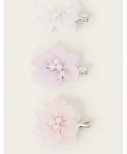 Monsoon Children Frosted Flower Hair Clips - 3 Pieces
