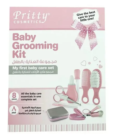 Pritty - Baby Care Grooming Kit - Pink 8 Pcs