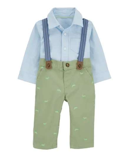 Carter's 2-Piece Button-Front Bodysuit and Suspenders Pants Set - Blue