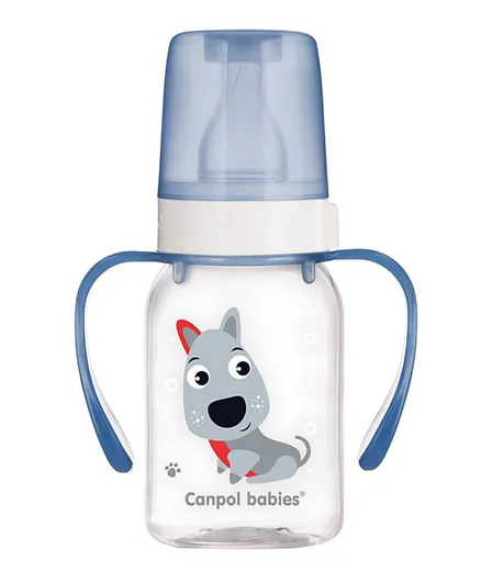 Canpol - Babies Narrow Neck Bottle with Handle 120 Ml - Cute Animals