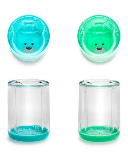 ميليى -  كوب بلاستيك بتصميم الدب - عدد 2 - أزرق وأخضر