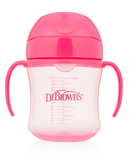 Dr Brown's Soft-Spout Transition Cup with Handles Pink - 180 ml