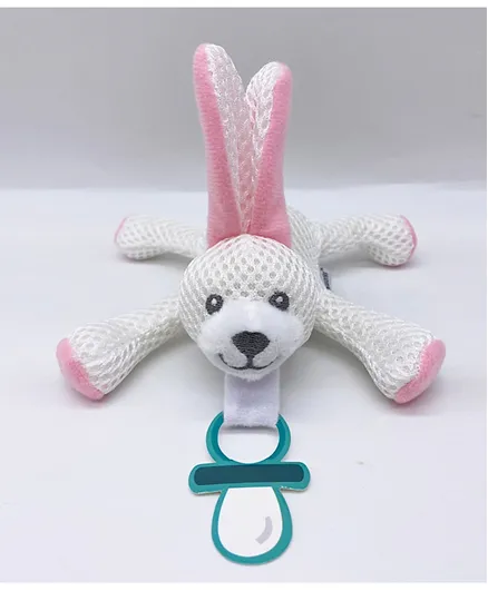 Babyworks Pacifier Holder Breathable Toy Bibi Bunny - Pink & White