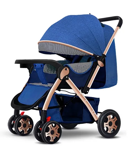 جينيريك - عربة اطفال دريبا  بهيكل ستانلس ستيل 9912 - أزرق