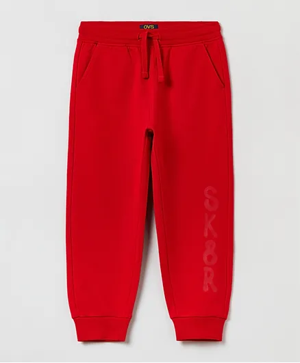 OVS SK8R Graphic Fleece Joggers - Red