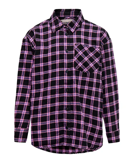 Only Kids Checked Shirt - Purple Black