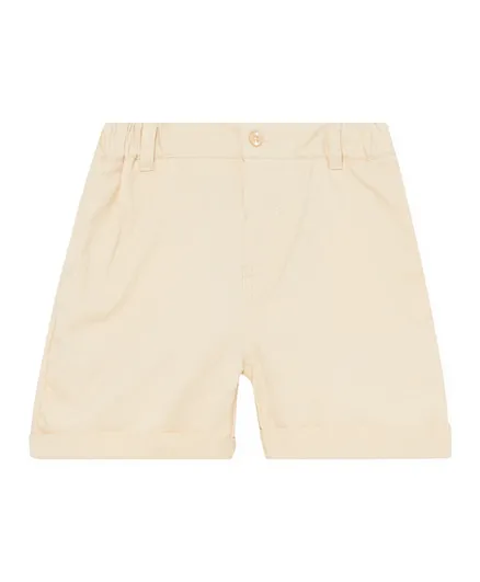 Cheekee Munkee Solid Zip & Button Shorts - Beige
