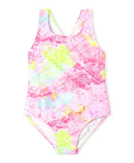 ذا تشيلدرنز بليس - ملابس سباحة للأطفال مصبوغة بطريقة الربط  - وردي