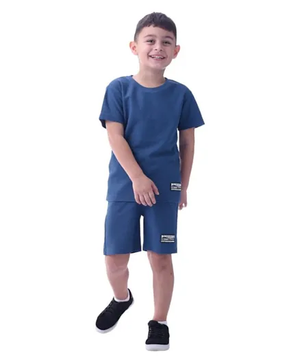 Victor and Jane - Boys 2-Piece Set With Short Sleeve T-Shirt & Shorts - Blue