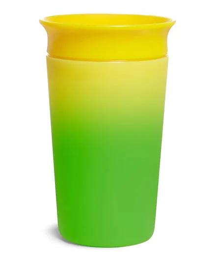 مانشكين - كوب رشف ميركل 360° متغير اللون  (10 أونصة) - أخضر وأصفر