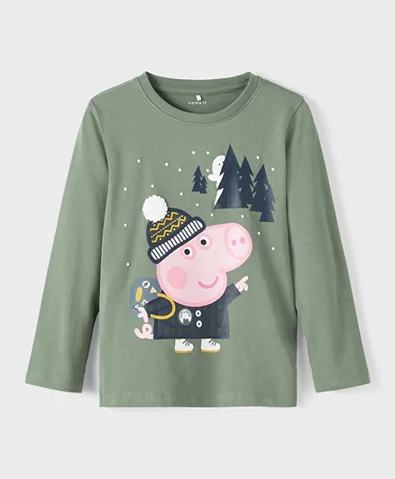 Name It Peppa Pig Christmas Long Sleeves T-Shirt - Agave Green