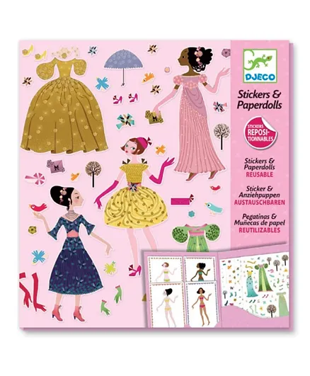 Djeco Paper Dolls Sticker Sheets - Pack of 12