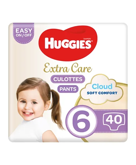 Huggies - Extra Care Culottes, Pants Style Diapers Size 6 (15 - 25 Kg), Jumbo Pack Of 40