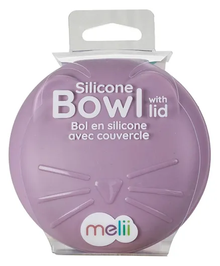 Melii Silicone Bowl with Lid 350 ml - Purple Cat