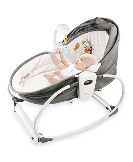 Teknum - 6 in 1 Cozy Rocker Bassinet with Wheels, Awning & Mosquito net - Grey