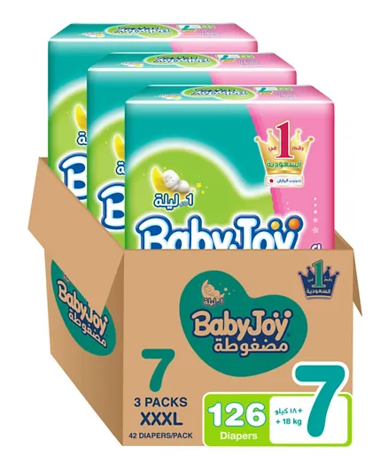 BabyJoy Compressed Diamond Pad Size 7, 3XL - 126 Diapers