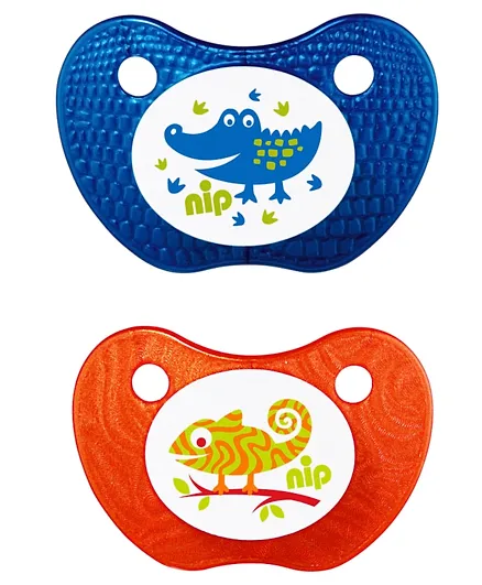 Nip Feel Soother Silicone Blue & Orange - 2 Pieces