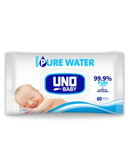 UNO - Baby Pure Water Wipes 99.9% Pure Water - Pack of 60 Wipes