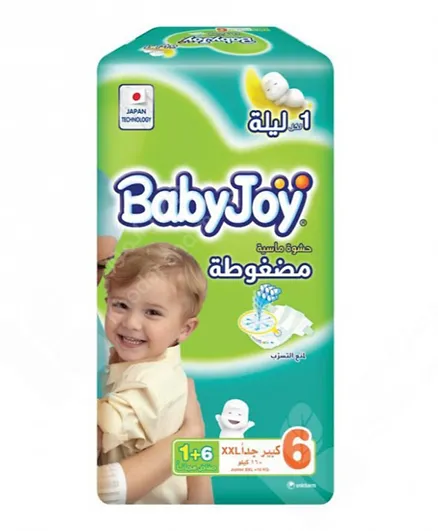 BabyJoy Compressed  Diaper, Size 6 Junior XXL, Saving Pack, 16-25 kg, Count 7