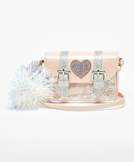 Little Missy Embellished Crossbody Bag With Buckle Detail-Pink