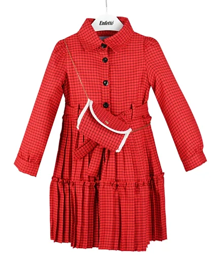 Finelook - Checked Dress with Bag - Red